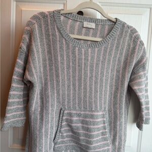 Striped Gray and Pink Knitted Sweater Size 4/6 Small